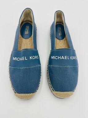 Michael Kors Blue Canvas Espadrille Flats size 6.5